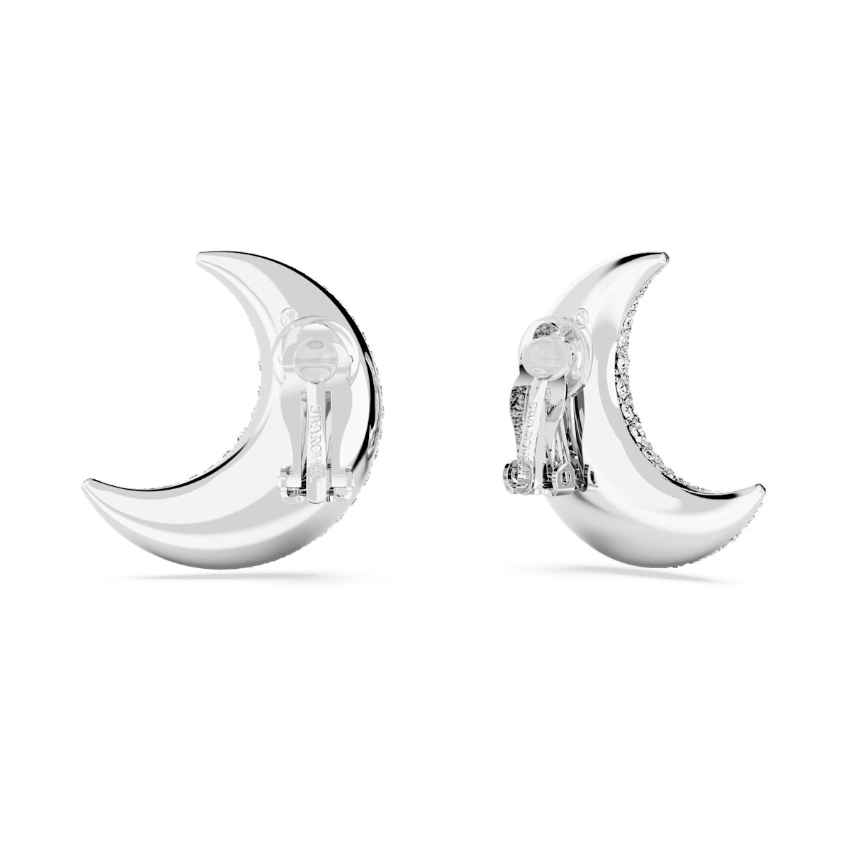 Swarovski Luna clip earrings, Moon, White, Rhodium